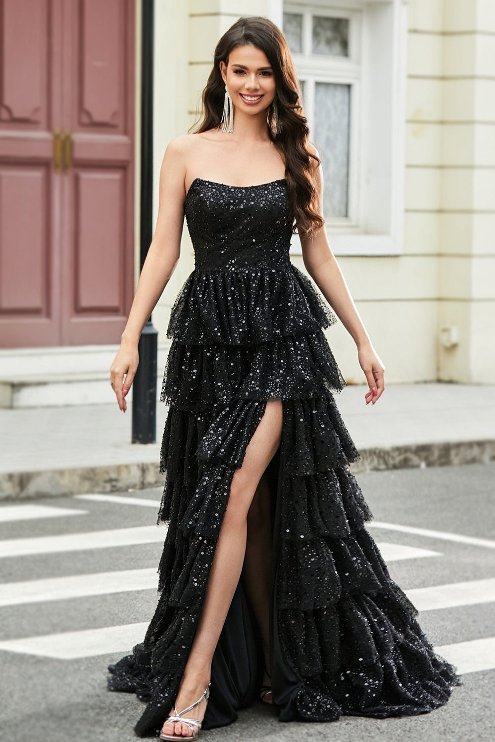Elegant Luxury Evening Fashion Glamour Stylish Elegant Woman Black Long  Stock Photo by ©marcink3333 658607788